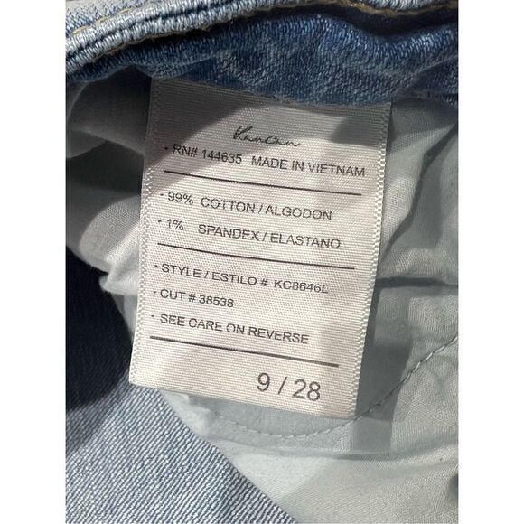 Kancan Womens Denim Pants Distressed Folded Hem Light Blue Wash Size 9/28 - Picture 4 of 8
